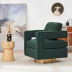 Fauteuil pivotant moderne Ouyessir avec dossier ajouré et base dorée