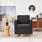 Fauteuil pivotant moderne Ouyessir avec dossier ajouré et base dorée