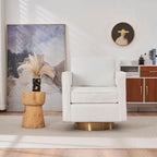 Fauteuil pivotant moderne Ouyessir avec dossier ajouré et base dorée