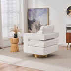Fauteuil pivotant moderne Ouyessir avec dossier ajouré et base dorée