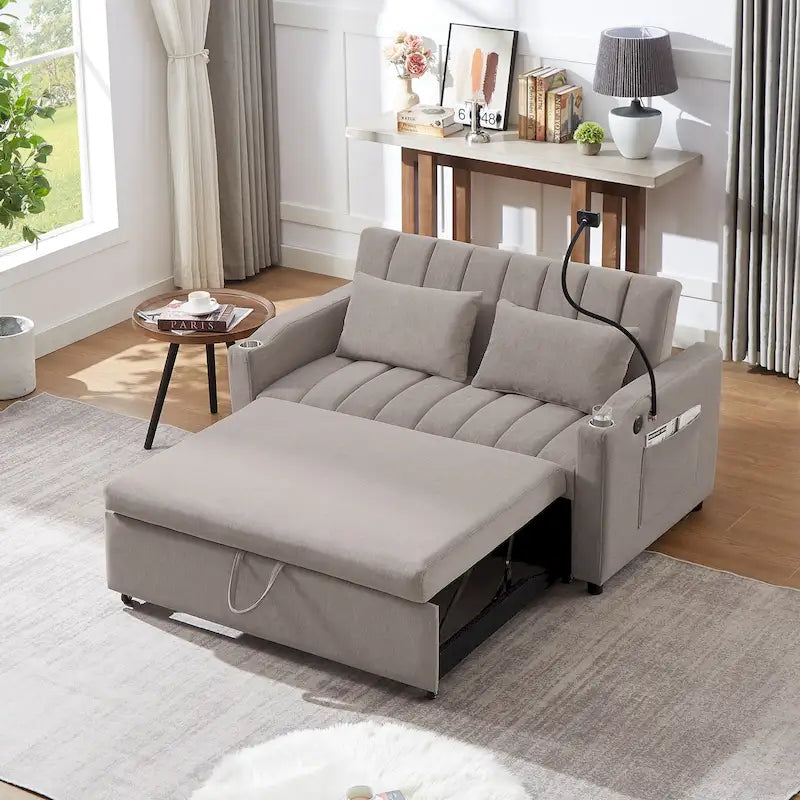 Canapé convertible 2 places avec ports USB