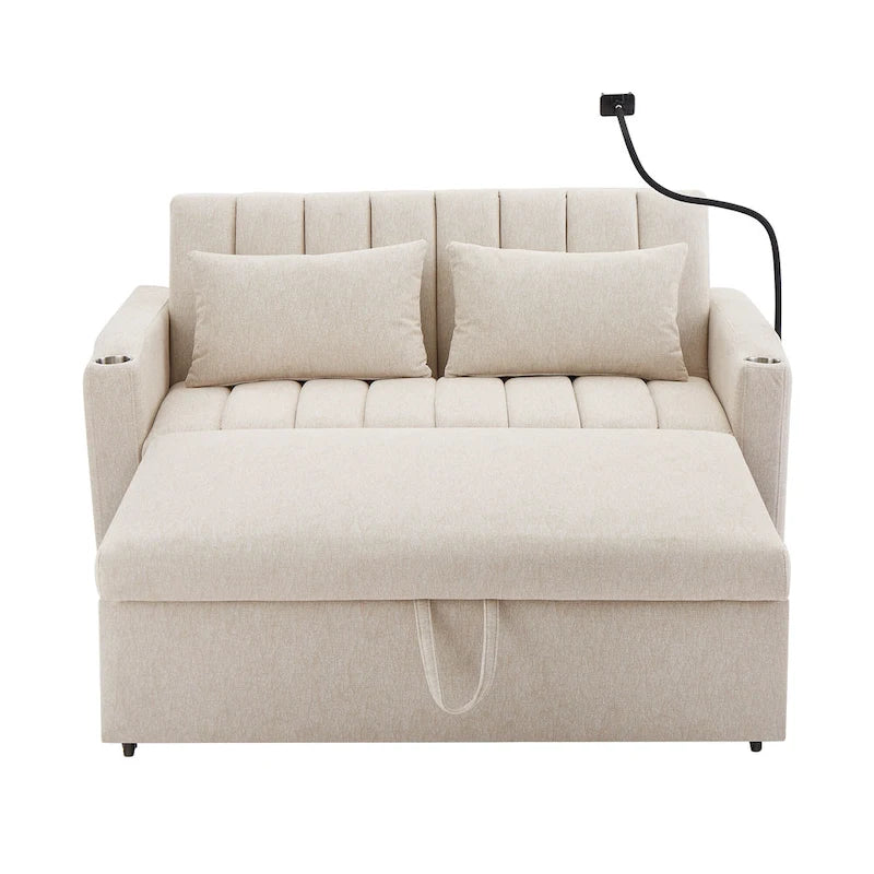 Canapé convertible 2 places avec ports USB