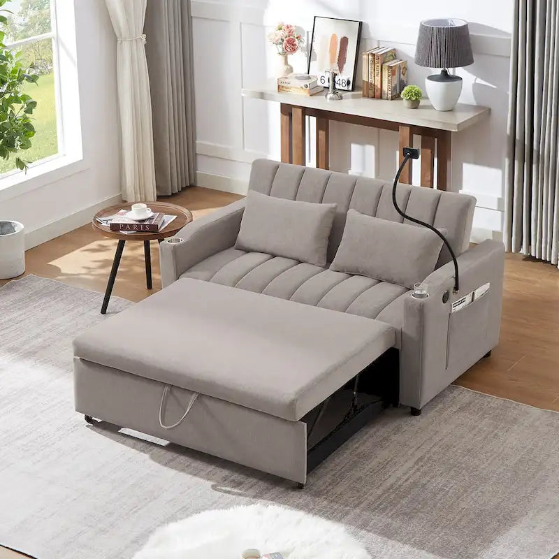 Canapé convertible 2 places avec ports USB