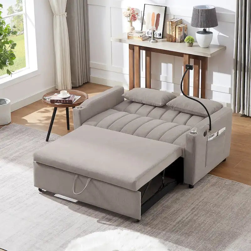 Canapé convertible 2 places avec ports USB