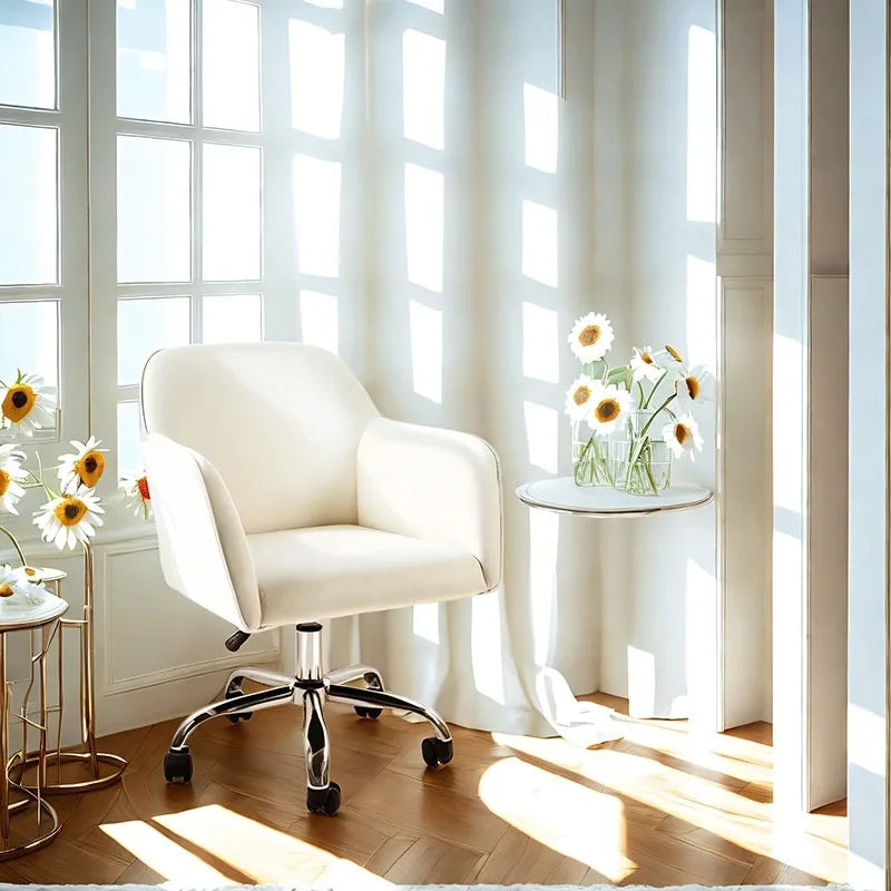 VANITII Fauteuil d'appoint Chaise de bureau pivotante avec roulettes Moderne Réglable en hauteur Rose/Gris/Blanc