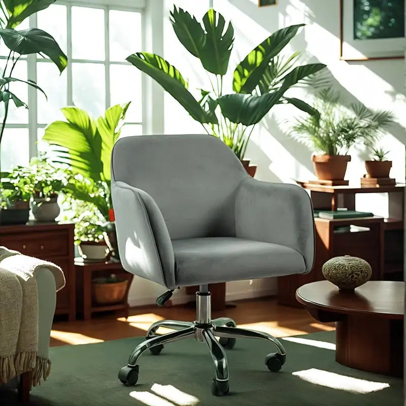 VANITII Fauteuil d'appoint Chaise de bureau pivotante avec roulettes Moderne Réglable en hauteur Rose/Gris/Blanc