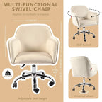 VANITII Fauteuil d'appoint Chaise de bureau pivotante avec roulettes Moderne Réglable en hauteur Rose/Gris/Blanc