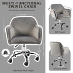 VANITII Fauteuil d'appoint Chaise de bureau pivotante avec roulettes Moderne Réglable en hauteur Rose/Gris/Blanc
