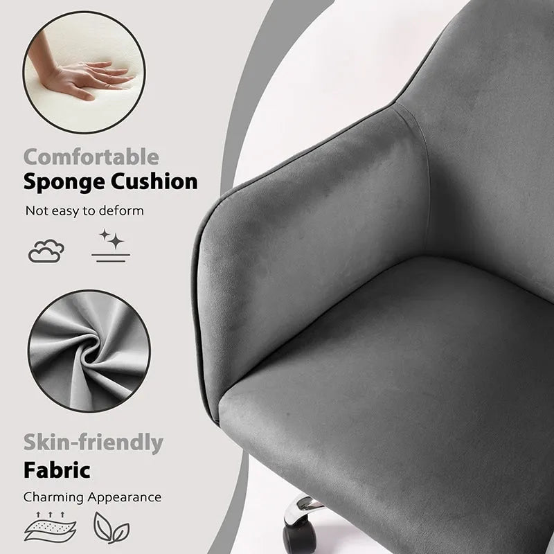 VANITII Fauteuil d'appoint Chaise de bureau pivotante avec roulettes Moderne Réglable en hauteur Rose/Gris/Blanc