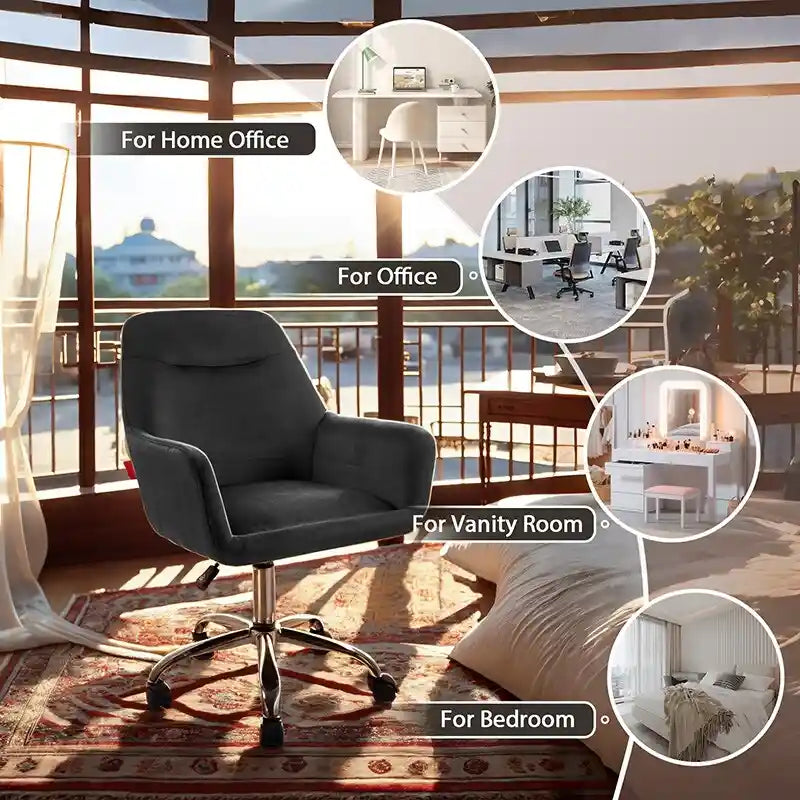 VANITII Fauteuil d'appoint Chaise de bureau pivotante avec roulettes Moderne Réglable en hauteur Rose/Gris/Blanc