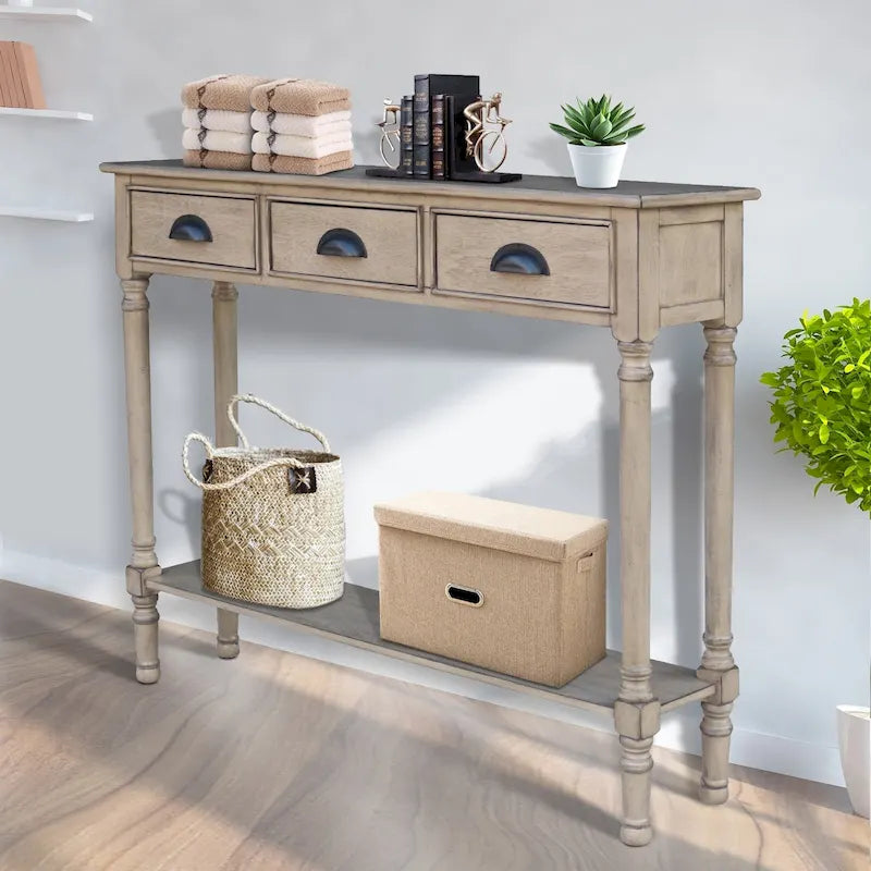 Console de couloir Burlington Wood à 3 tiroirs