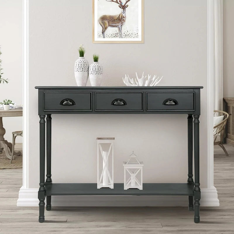 Console de couloir Burlington Wood à 3 tiroirs
