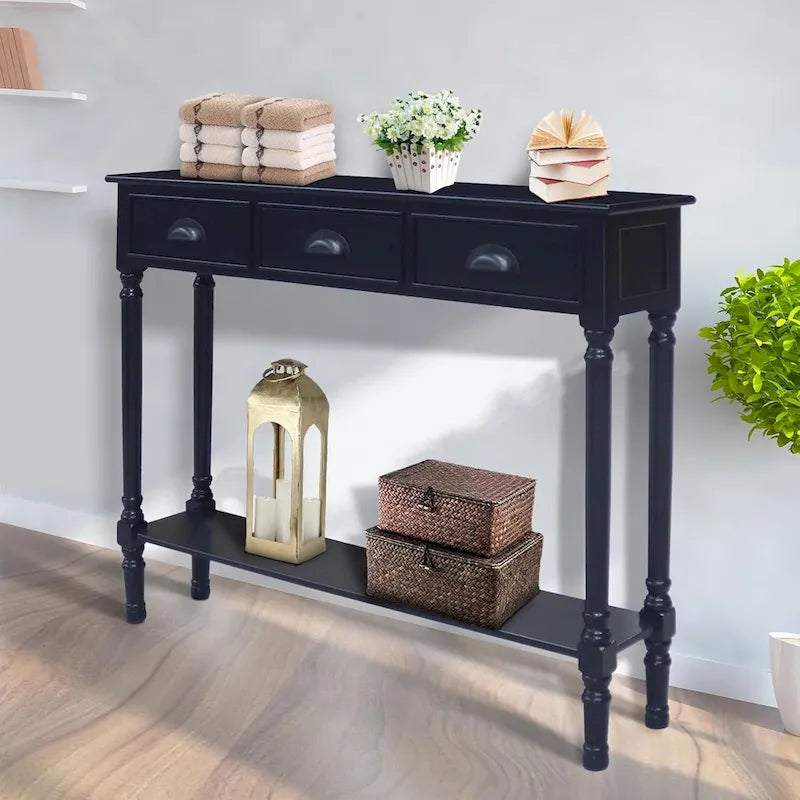 Console de couloir Burlington Wood à 3 tiroirs