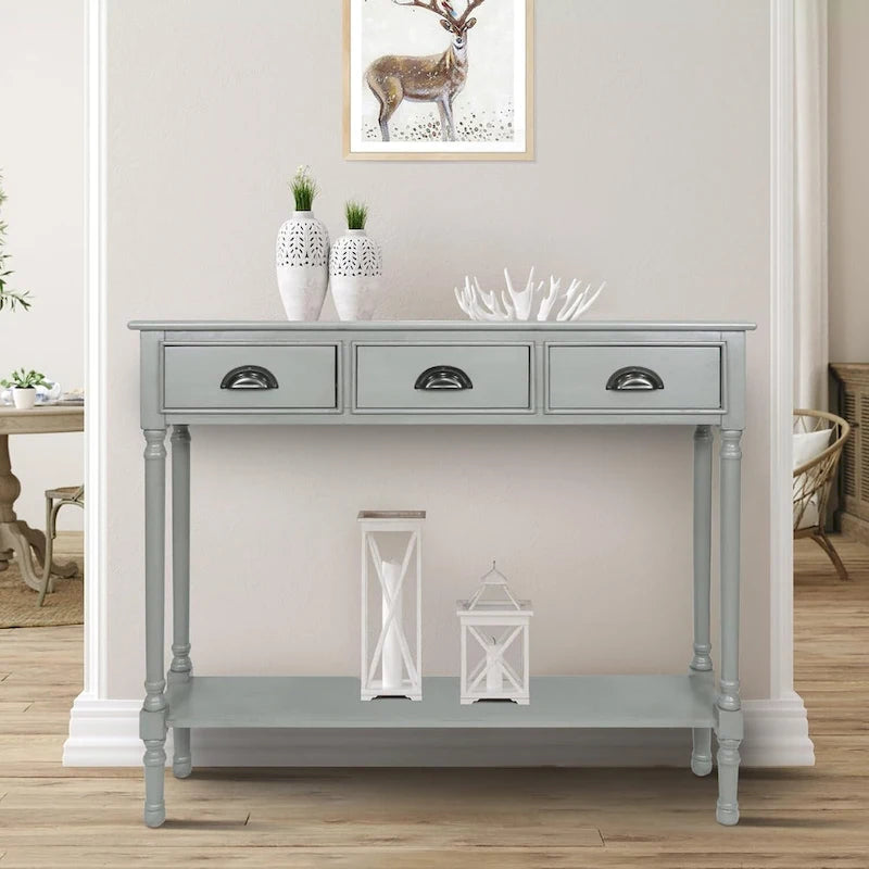 Console de couloir Burlington Wood à 3 tiroirs