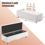 Banc de rangement capitonné de 48,5 po avec clous décoratifs et 2 grandes poches latérales pour chambre à coucher, salon, entrée