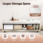 Banc de rangement capitonné de 48,5 po avec clous décoratifs et 2 grandes poches latérales pour chambre à coucher, salon, entrée