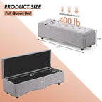 Banc de rangement capitonné de 48,5 po avec clous décoratifs et 2 grandes poches latérales pour chambre à coucher, salon, entrée