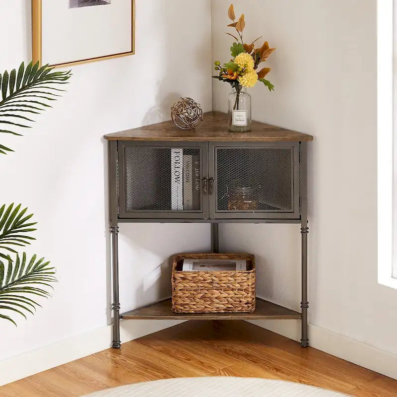 Javlergo Table d'angle avec tiroir et étagère de rangement – 50,6 x 50,6 x 74,4 cm