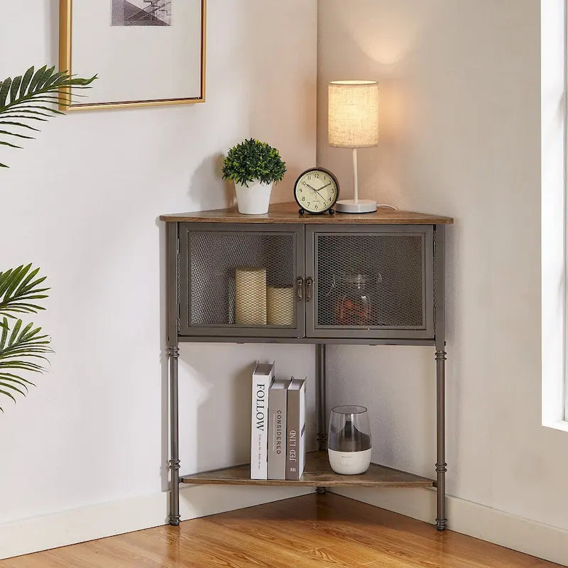 Javlergo Table d'angle avec tiroir et étagère de rangement – 50,6 x 50,6 x 74,4 cm
