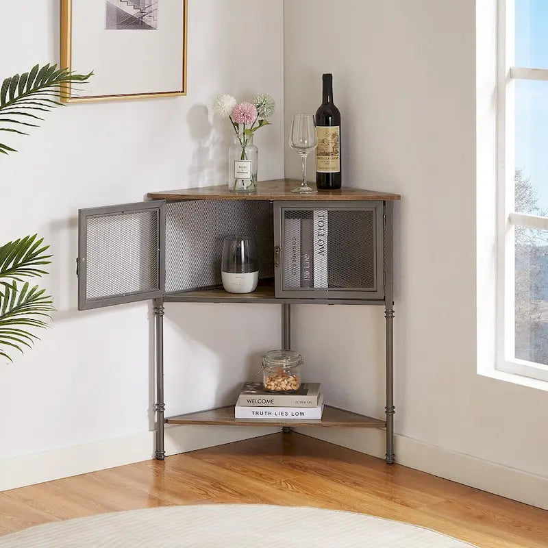 Javlergo Table d'angle avec tiroir et étagère de rangement – 50,6 x 50,6 x 74,4 cm