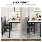 Ensemble de salle à manger décontracté Grondin Modern Style 5 pièces avec plateau en faux marbre et 4 chaises de salle à manger rembourrées en velours