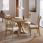 Ensemble de table à manger ronde naturelle pour 4 personnes, style rustique