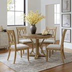Ensemble de table à manger ronde naturelle pour 4 personnes, style rustique