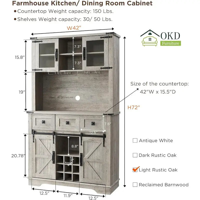 Meuble Bar de Ferme, Buffet de Cuisine, Table d'Appoint Bar à Café - S.O.