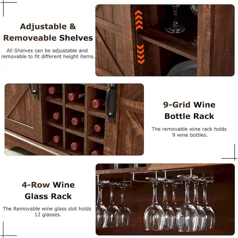 Meuble Bar de Ferme, Buffet de Cuisine, Table d'Appoint Bar à Café - S.O.