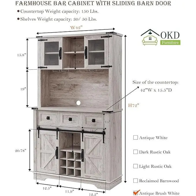 Meuble Bar de Ferme, Buffet de Cuisine, Table d'Appoint Bar à Café - S.O.