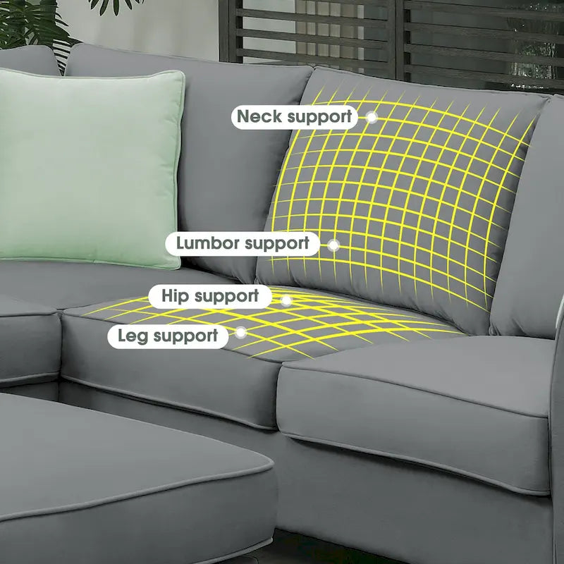 Canapé d'angle moderne avec ottomane, modulable, spacieux