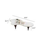 54.8 Table basse hétérosexuelle moderne, plateau en faux marbre, pieds en bois massif