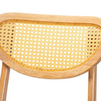 Lot de 2 chaises de salle à manger Nenet en bois de chêne finition marron et rotin, style Mid-Century Modern