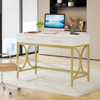 41 Computer Desk with Two Drawers, Modern Study Writing Desk with Storage