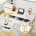 Bureau d'ordinateur 41 po avec deux tiroirs, bureau d'étude et d'écriture moderne avec rangement