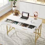 Bureau d'ordinateur 41 po avec deux tiroirs, bureau d'étude et d'écriture moderne avec rangement