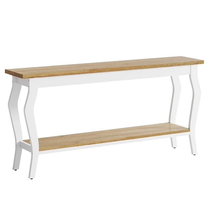 Table console étroite et longue à 2 niveaux pour entrée ou salon