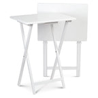 PJ Wood Solid Wood Compact Folding TV Tray and Snack Tables, White, 2 Piece Set - 18.44