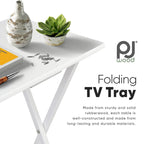 PJ Wood Plateau TV et tables d'appoint pliantes compactes en bois massif, blanches, lot de 2 - 18,44