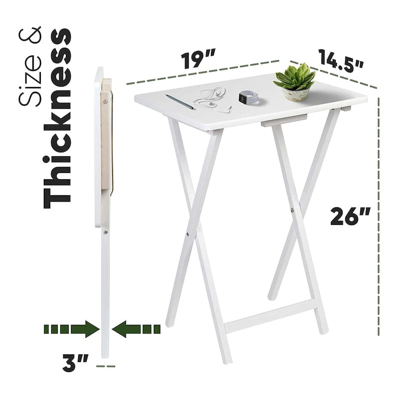 PJ Wood Plateau TV et tables d'appoint pliantes compactes en bois massif, blanches, lot de 2 - 18,44