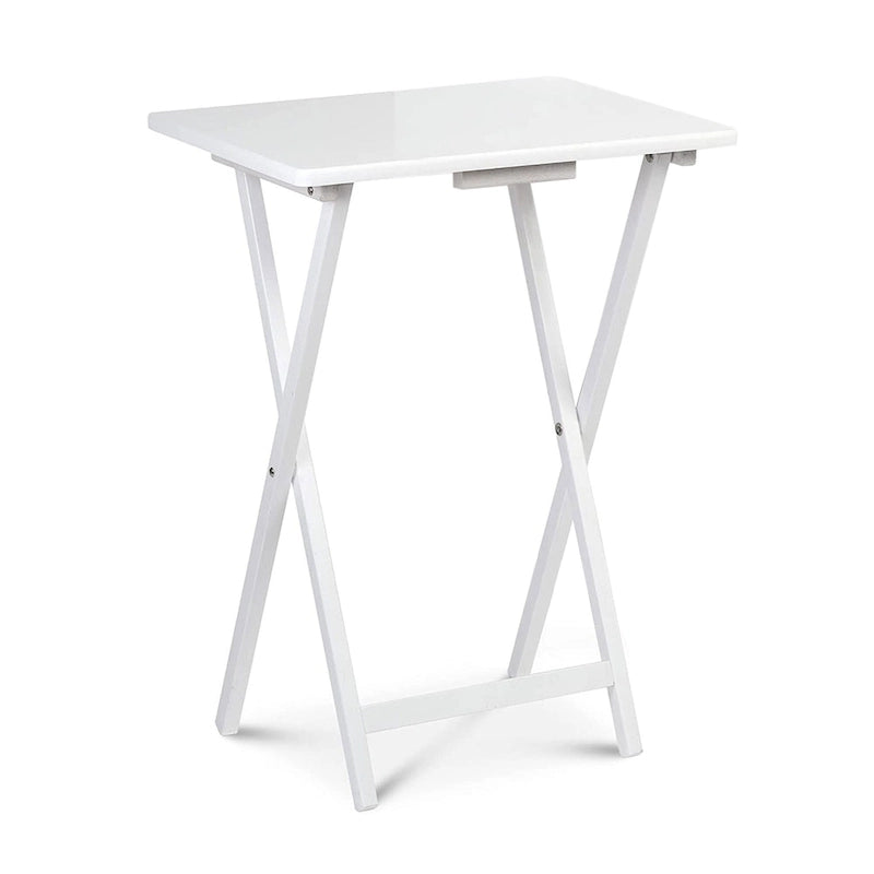 PJ Wood Plateau TV et tables d'appoint pliantes compactes en bois massif, blanches, lot de 2 - 18,44