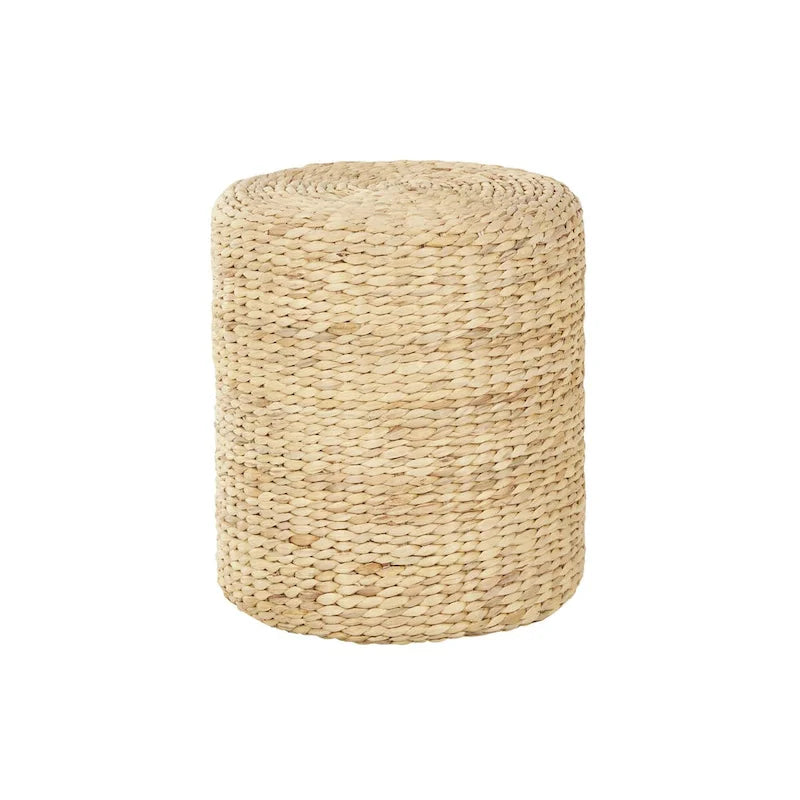 Table d'appoint cylindrique en jonc de mer tressé marron, pour 1