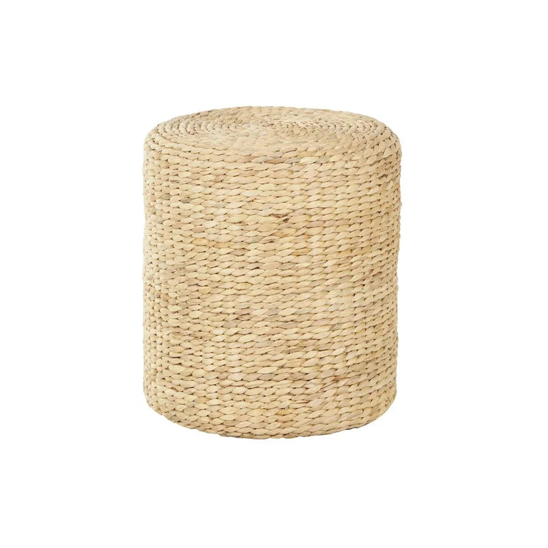 Table d'appoint cylindrique en jonc de mer tressé marron, pour 1