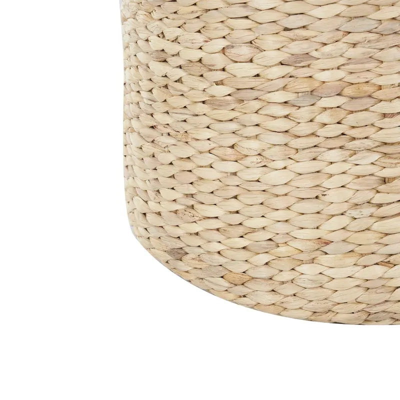 Table d'appoint cylindrique en jonc de mer tressé marron, pour 1