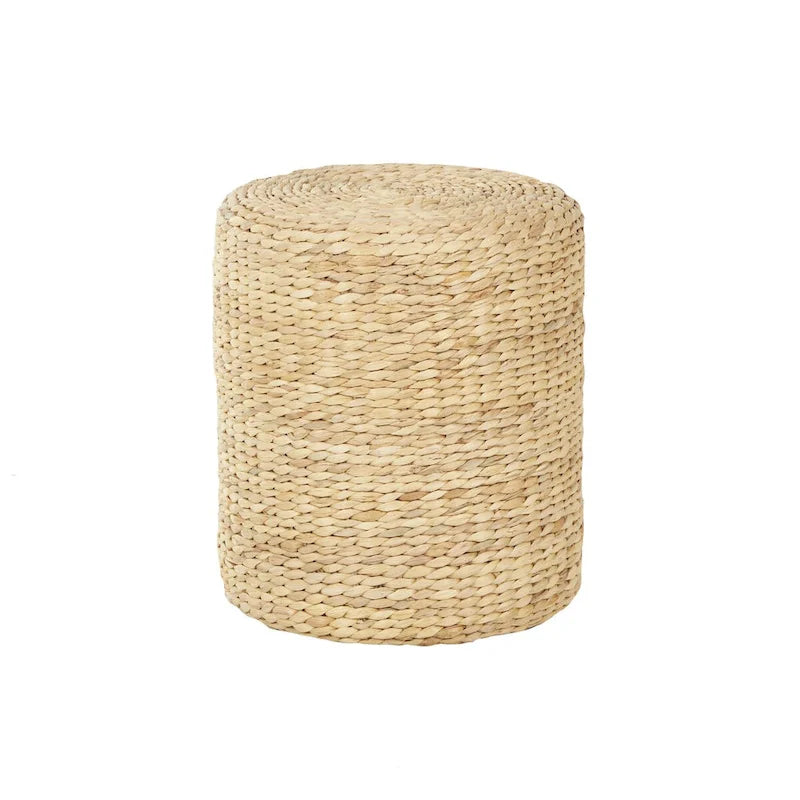 Table d'appoint cylindrique en jonc de mer tressé marron, pour 1