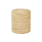 Table d'appoint cylindrique en jonc de mer tressé marron, pour 1