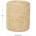 Table d'appoint cylindrique en jonc de mer tressé marron, pour 1