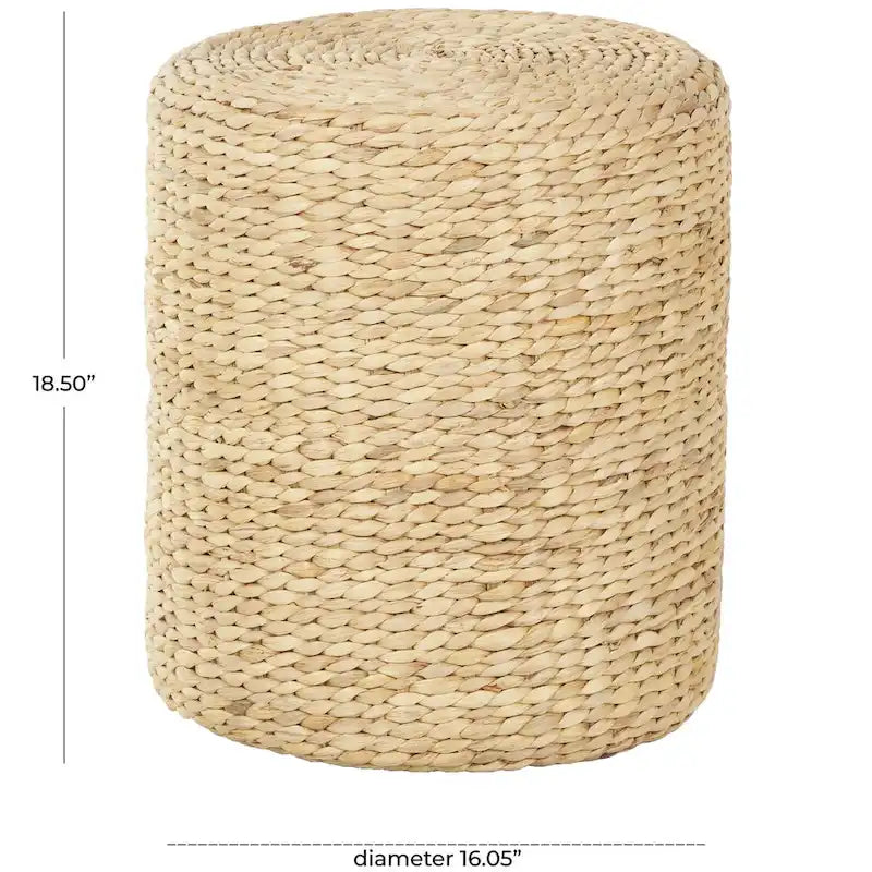 Table d'appoint cylindrique en jonc de mer tressé marron, pour 1