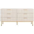 Commode à 6 tiroirs | Finition bois | Noir/Or, Noyer, Blanc, Chêne | 1 personne