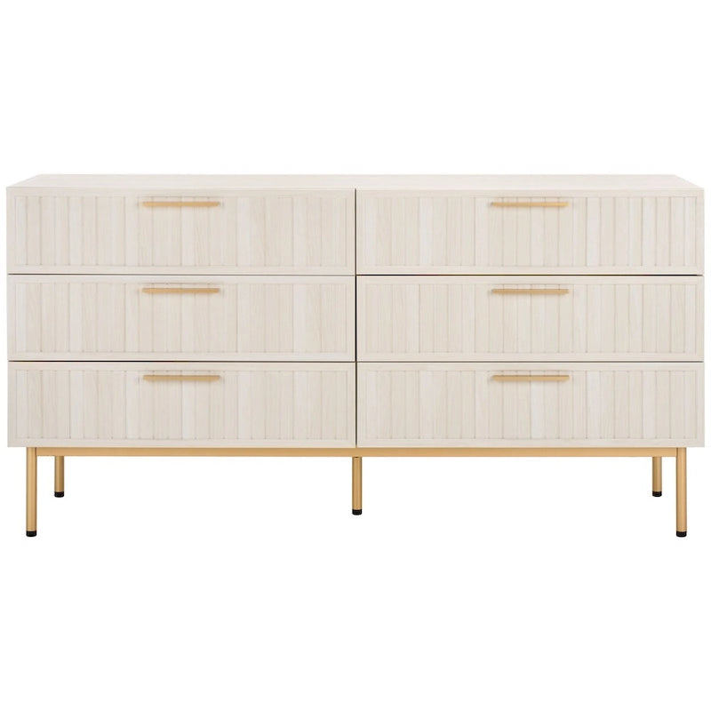 Commode à 6 tiroirs | Finition bois | Noir/Or, Noyer, Blanc, Chêne | 1 personne